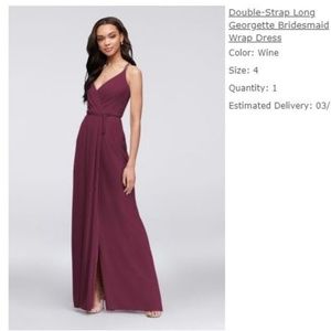 David's Bridal Dresses - Double-Strap Long Georgette Bridesmaid Wrap Dress David's Bridal Dresses - Double-Strap Long Georgette Bridesmaid Wrap Dress